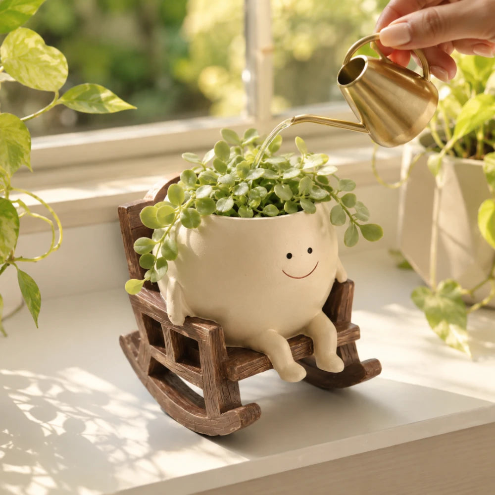 Smiley Rocking Chair Planter