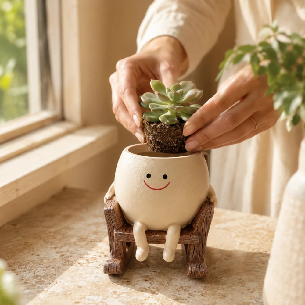 Smiley Rocking Chair Planter