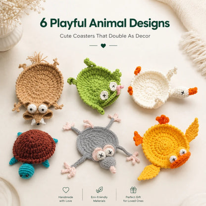 Handmade Animal Crochet Coasters - Limited Time Offer