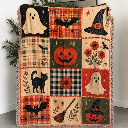 Vintage Halloween Woven Blanket