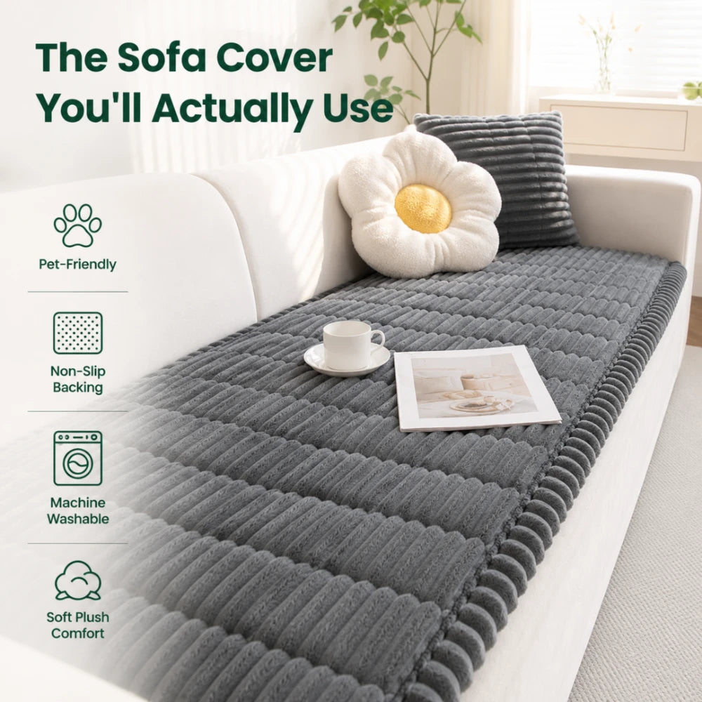 Plush Non-Slip Sofa Cover