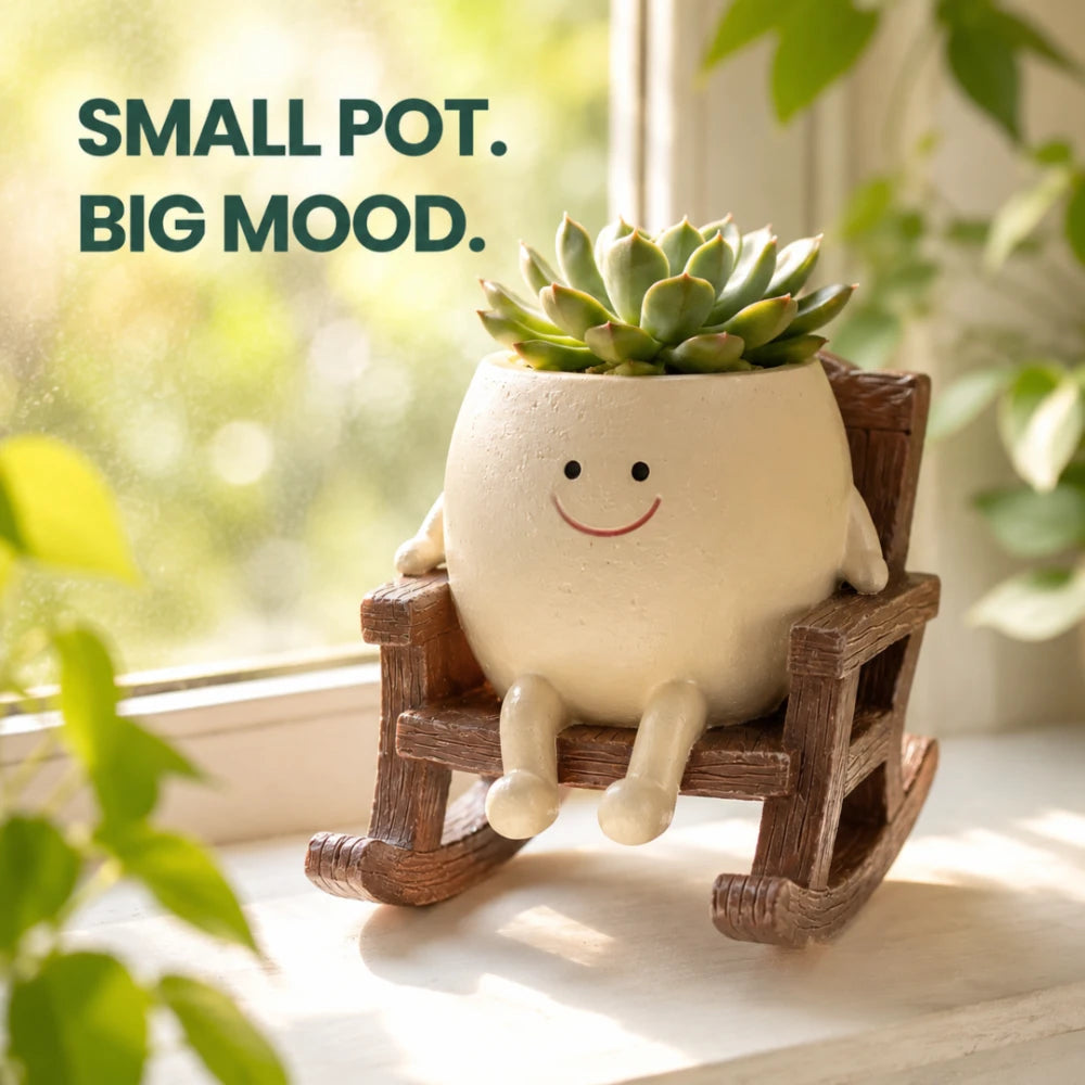 Smiley Rocking Chair Planter