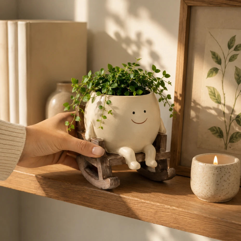 Smiley Rocking Chair Planter