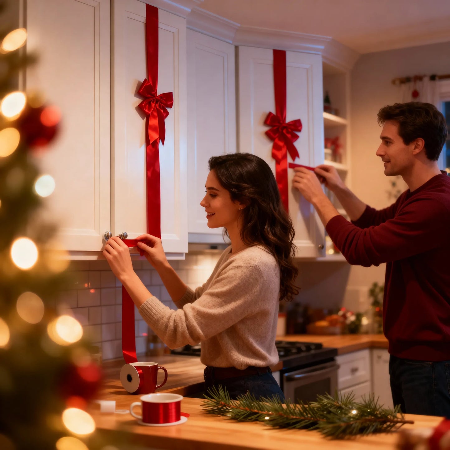Holiday Cabinet Bows