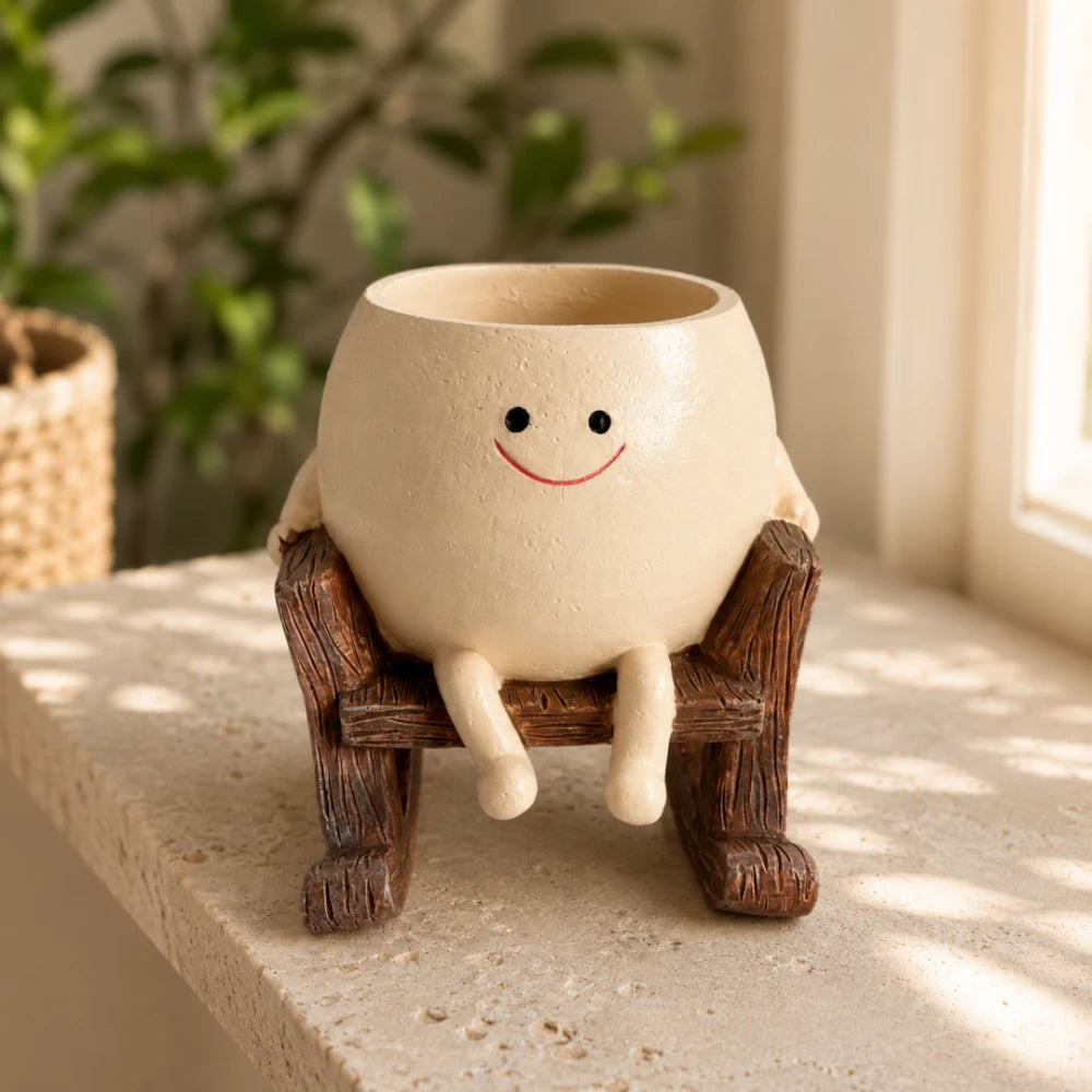 Smiley Rocking Chair Planter
